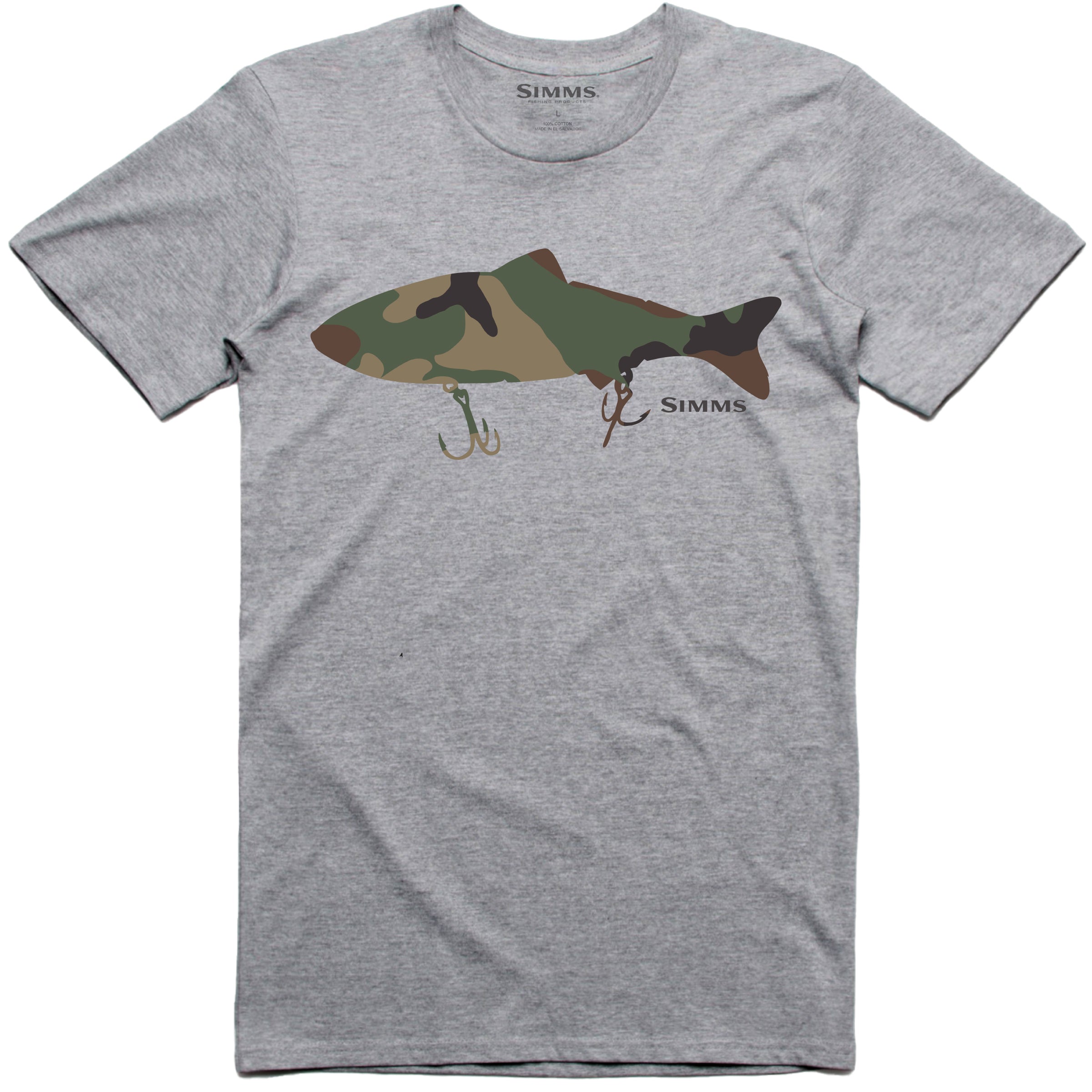 Simms Mâ€™s Bass Destruction SS Tee-Grey Heather