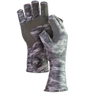 Fish Monkey Half Finger Guide Glove-Grey Water Camo